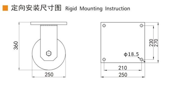 EDL 10 Inch 3000kg Ultra Heavy Duty Dual Wheel Caster Plate Rigid Swivel Type 9510-86A