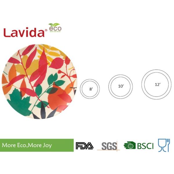 Eco - Friendly Christmas Reusable Bamboo Dinner Plates With Customized Decal Printing