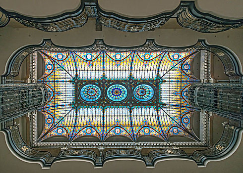 CE Interior Ceiling Stained Glass Skylight Digital Printed Antique Cathedral Glass