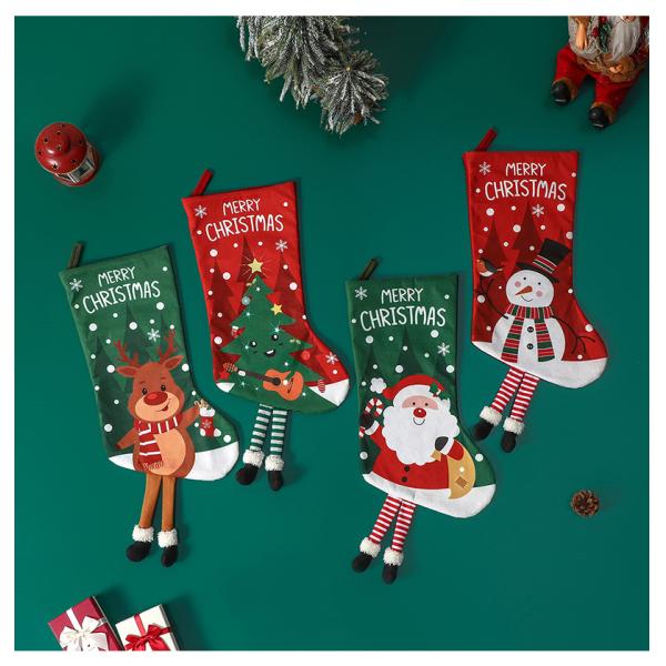 Open Closure Type Christmas Stocking Decoration Snowman Gift Bag for Fireplace Pendant