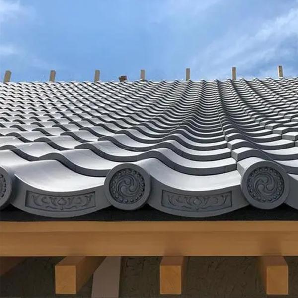 アジア寺院パビリオン ビラ 日本風 古典的なガラスの屋根 古典的な伝統的な粘土の屋根タイル