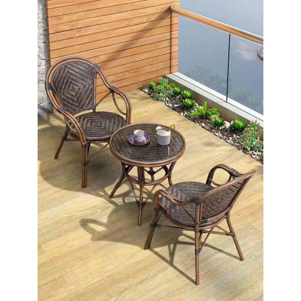 Restaurant PE Boho Rattan Coffee Table Coffee Aluminum All Weather Wicker Patio Table Chair