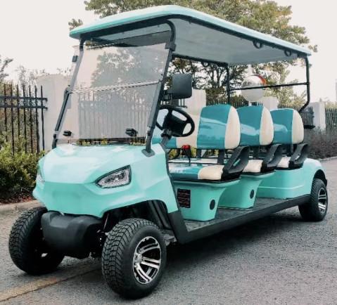 Blue 8-Seater Electric Golf Cart With Customizable Color And LOGO Perfect For Luggage Delivery At Weddings Or Airports