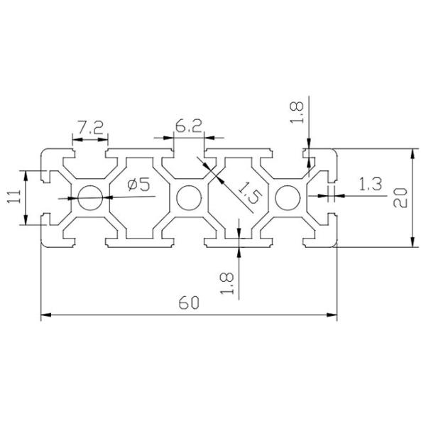 Sand Blasting Yellow Anodized Aluminium T Slot Channel 2060 For Transmission