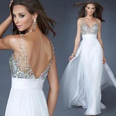 A-Line Beading Dress Long Evening Dress, Ivory White Party Dresses, Champagne Dresses
