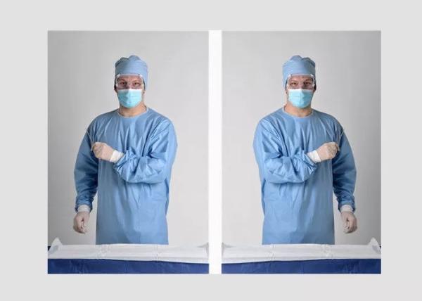 Disposable Anti Static Blue Isolation Gowns Hospital Gowns Knitted Cuff / Cotton Cuff