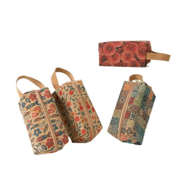 ВИНТАЖ ИСТИННАЯ ДРУГОВНАЯ ПРИНТАЖА Корковая монета кошелек кожура печать монета сумка ключ маленькая квадратная сумка ностальгия сумка