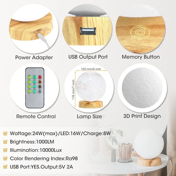 2700K 4000K 6000K Moon Desk Light Dimmable LED Moon Lights