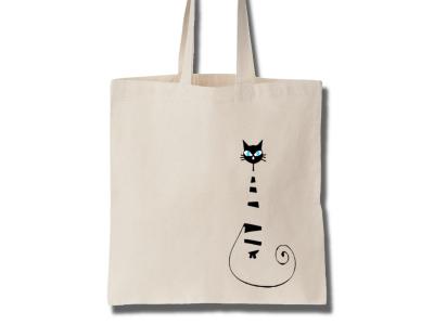 Underwear bag - hand printed customised text in blue on cotton bag -