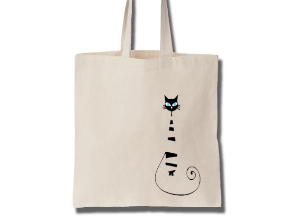 Underwear bag - hand printed customised text in blue on cotton bag -