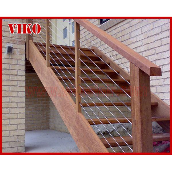 Steel Cable Stair VK81SC Treed Beech Aluminum Carbon Steel Powder-coate Wooden Handrail 304 Stainless Steel Glass