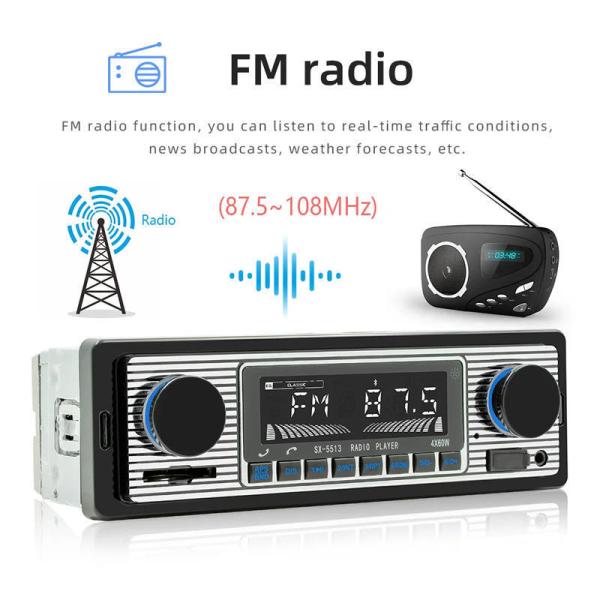 1 Din Plastic Car MP3 Radio with BT Handsfree FM/SD Power Protection AUX USB Multimedia Player WAV Audio Format Voice Broadcast
