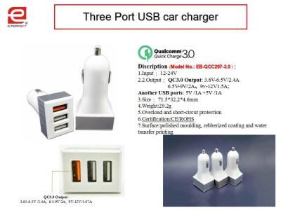 Quick Charger 3.0 Patent Portable  Intelligent Universal USB Car Charger for Iphone / iPod/Ipad/Samsung QCC207