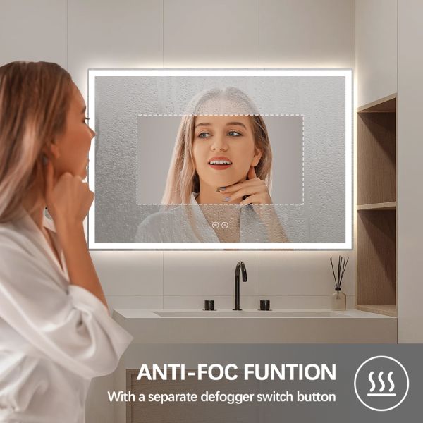 IP44 Defogger LED Mirror   , LED Bathroom Vanity Mirror With Lights