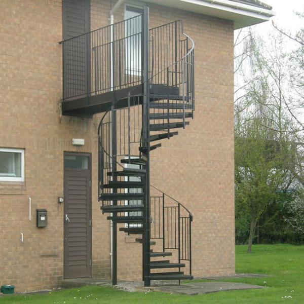 Outdoor Powder Coated Carbon Steel Spiral Staircase Customized Size