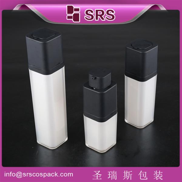 SRS 2015 new style wholesale 15ml 30ml 50ml square acrylic airless pump empty bottle