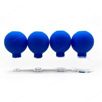 do silicone azul do pacote do presente 4PCS de 15/25/35/55mm a massagem colocando ajustou a sução os copos ajustados colocando que limpam a terapia colocando