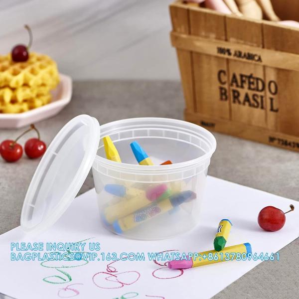 16oz. Plastic Deli Food Storage Containers With Plastic Lids, Disposable Togo Containers For Soup, Meal Prep