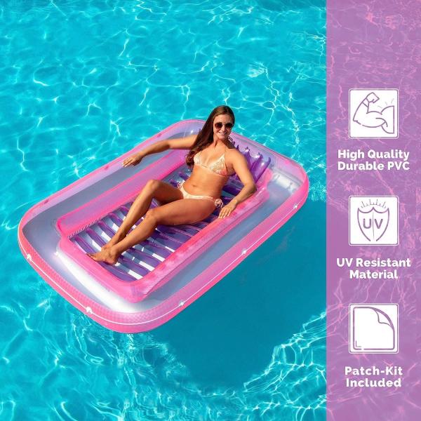 Inflatable Tanning Pool Lounger Float, Sun Tan Tub Sunbathing Raft Floatie Toys Water Filled Tanning Bed Mat