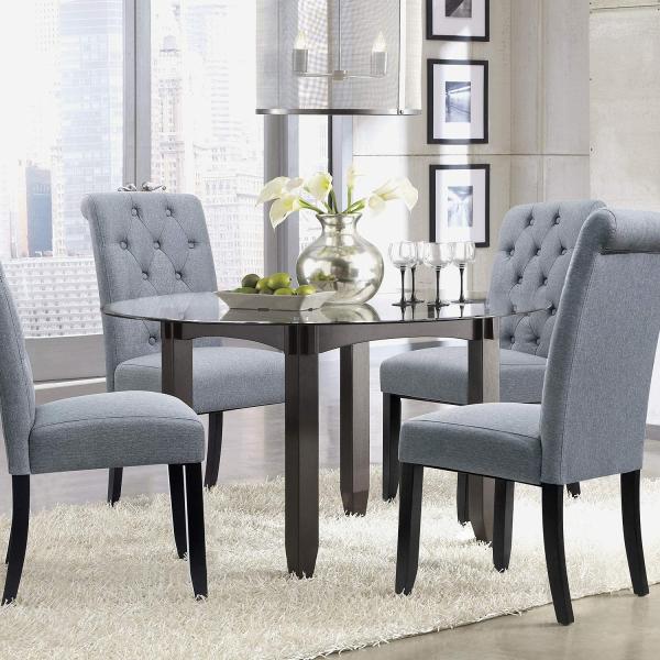 Armless High Back Upholstered Dining Chairs With Solid Wood Legs Tall Back