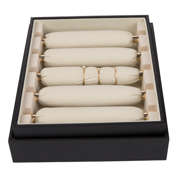 Черный роскошный случай хранения дисплея кольца, поднос дисплея изготовленного на заказ логотипа привесной