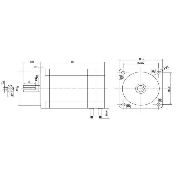86mm Square Flange Brushless DC Motor 48VDC 310VDC 314W 3000rpm