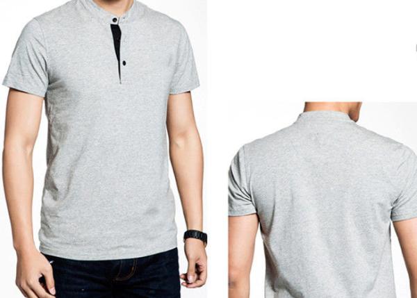 Standing collar Men's Cotton Polo Shirts Slim Fit Stitched , Customized Polo T Shirts