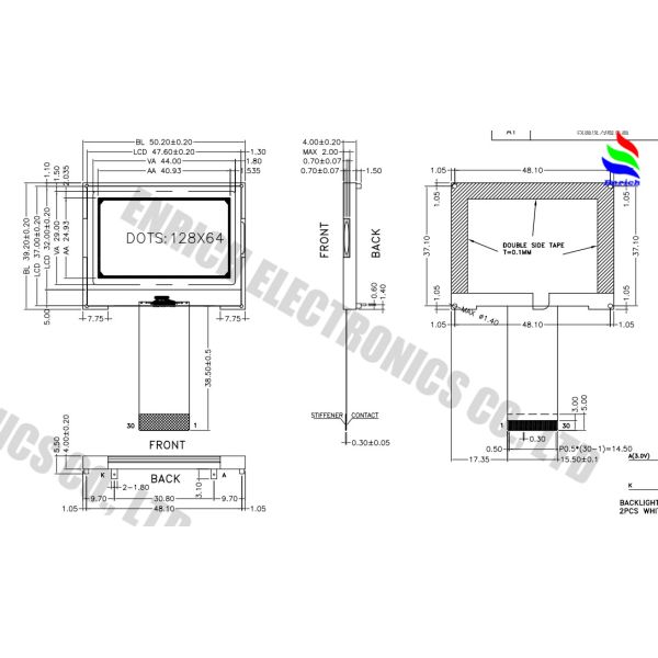 2.0 Inch 128x64 Resolution Dot Matrix LCD Module with ST7567A Driver for Industrial Control