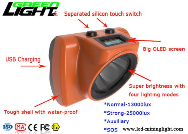 Super Strong 18000lux Miners Hard Hat Lamp 3.7v Tough Shell Body CE Certificated