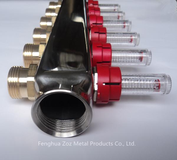 Stainless Steel Floor Heating Manifolds Set With Flow Meter , Flow Meter SS Manifold