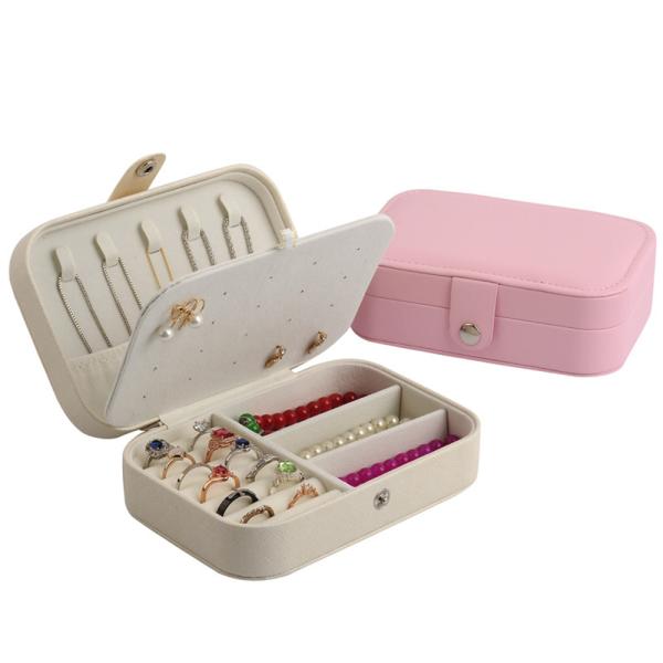 Durable Pink Travel Jewelry Storage Box Compact and Secure Portable Storage for Necklaces Rings Earrings