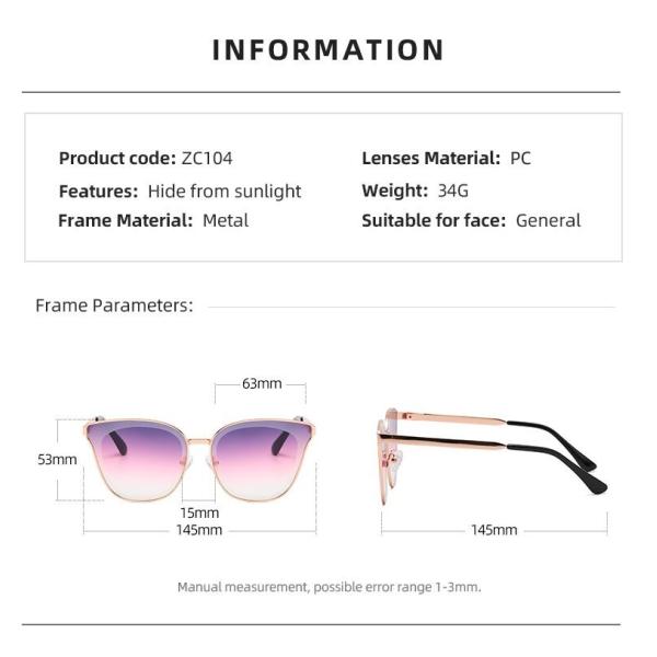 Womens Cat Eye Metal Frame Sunglasses Mirrored Tint Lenses CE