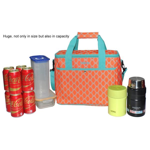 18L Large Soft Insulated Food Cooler Bags For Grocery Camping Orange Color