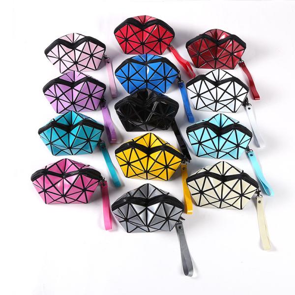 Wholesale Geometric Diamond Lattice Small Cosmetic Bag Fashion