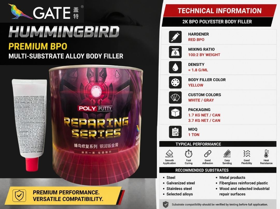 Professional 2K BPO Alloy Body Filler For Car Dent Aluminum Panel Metal Equipment And Furniture Surface Repair