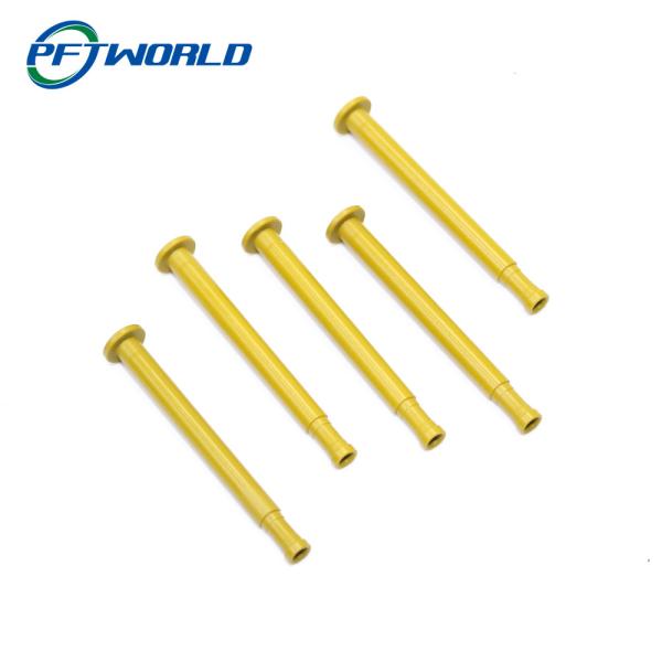 CNC Machined Processed Plastic Long Tube, Golden Color,  Internal Connection, Semiconductor Parts
