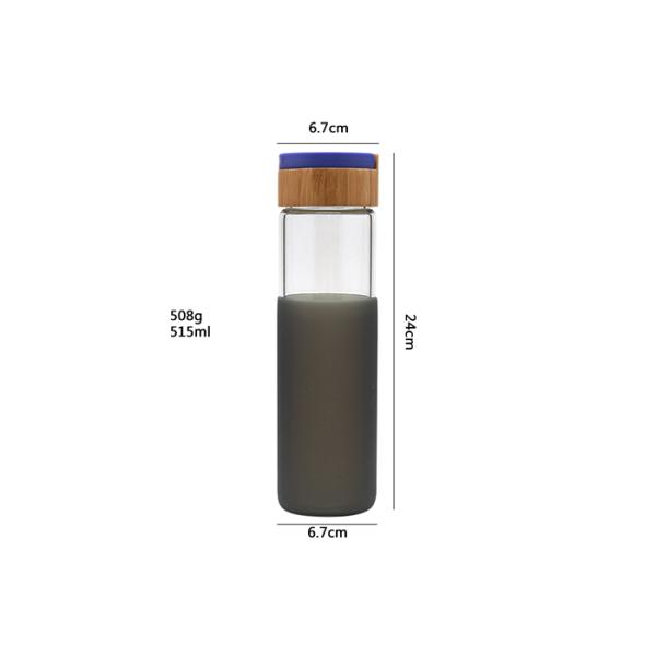 Capacity 500ml Unbreakable Glass Water Bottle Borosilicate Bamboo Water Bottle