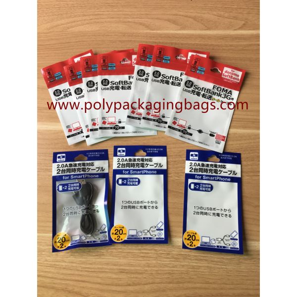 Custom Logo Printing Zip Lock Plastic Bag For USB Cable Packaging / Headphone / Computer Accessories