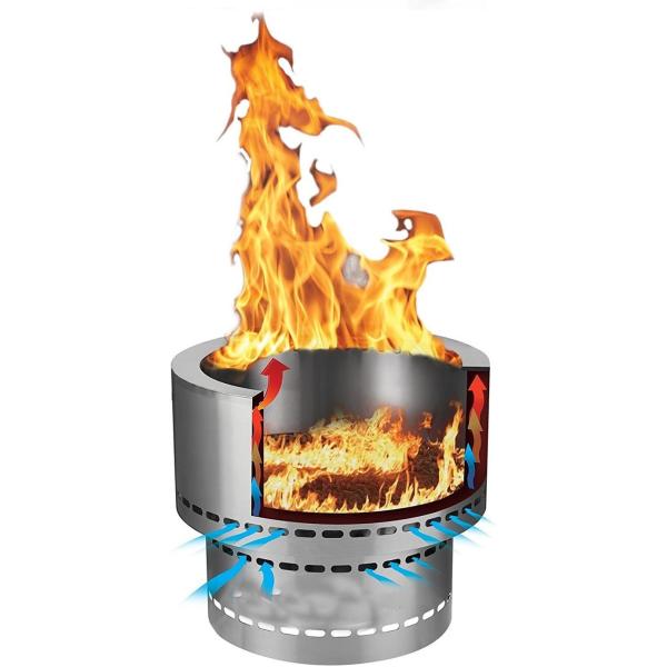 Outdoor Smoke Free Fire Pits Stainless Steel Bonfire Pit Campfire Pit