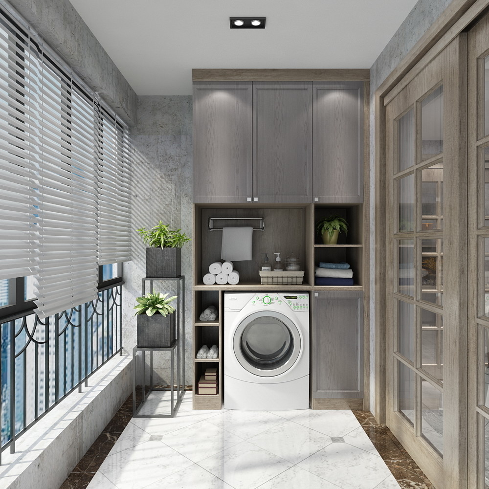Lacquer Surface Treatment Waterproof Custom Laundry Room Sink Cabinet for Washing Machine