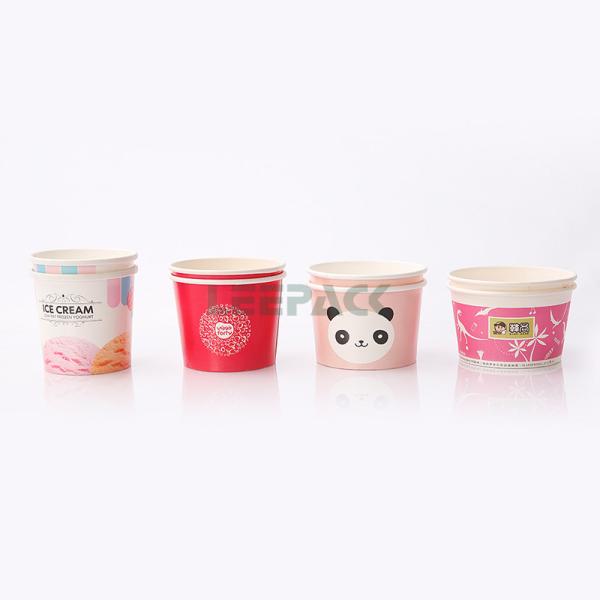 Double PE coating Ice cream container customized disposable 4oz 8oz 10oz 12oz paper bowl ice cream cup with lids