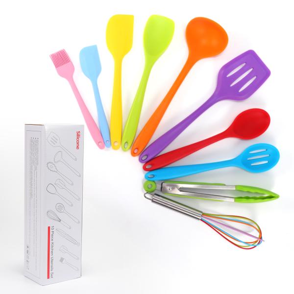 Green Silicone Support for High Temperature Cooking in Nonstick 10 Pcs Kitchen Utensil Set