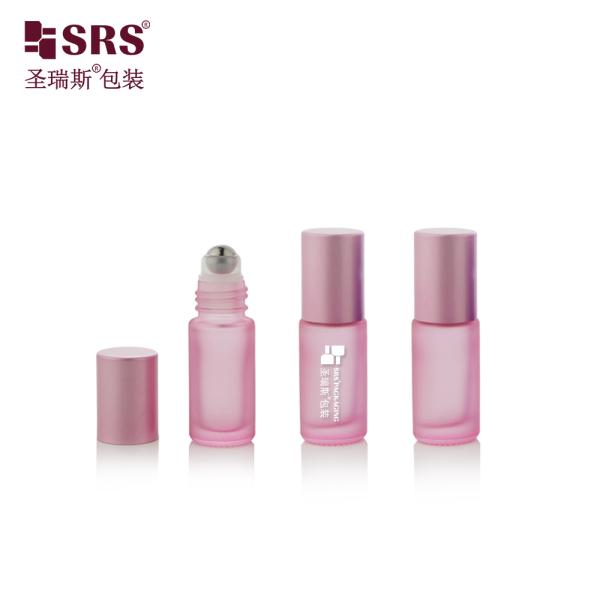 5ml Wholesale Empty Custom Color Glass Roll On Bottle Metal Ball And Plastic Cap For Travel Perfume Oil