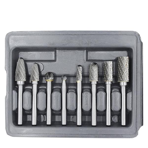 Alta dureza 6.35mm Burrs de carburo com hastes de aço Burr conjunto de dentes padrão Bidentate padrão