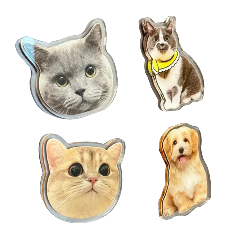 HAPPY GIFT Custom Manufacture Pet Design Acrylic Fridge Magnet  Cute Anime Customization Holographic Plastic Sticker