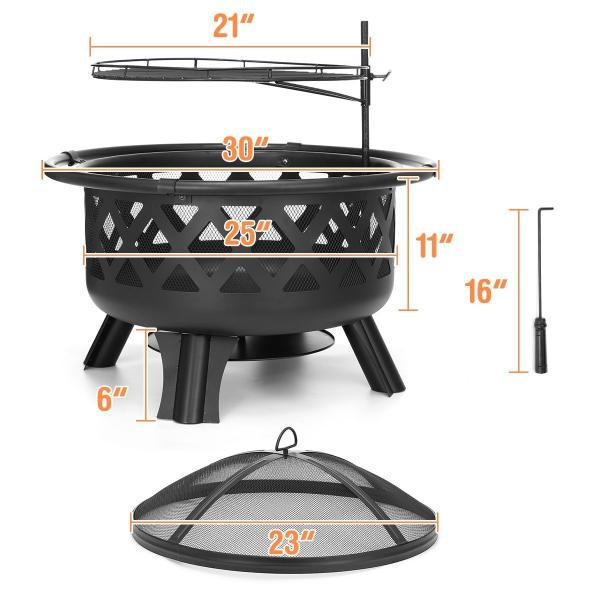 Directly Sell 30 Inch Steel Fire Pits for BBQ and Warmer Product Size 75.2*75.2*58.4 cm