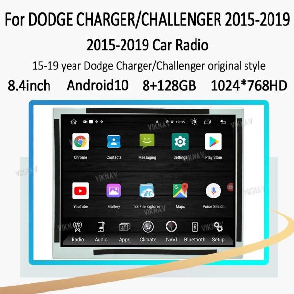 Для 2015-2019 Dodge Charger Challenger 8,4 дюйма Автомобильное радио 128G Навигация GPS Мультимедийный проигрыватель Беспроводной Carplay 4G