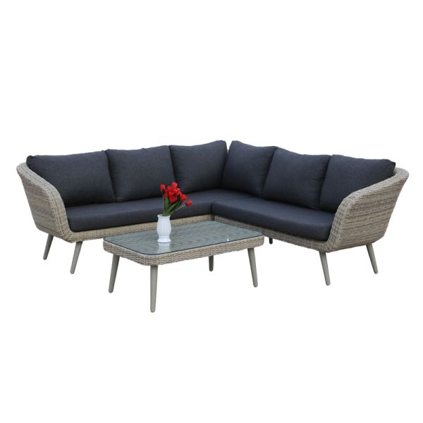 Leisure Factory Wicker Outdoor Garden Rattan L Shape Sofa Lounge Set for Patio and Balcony Use
