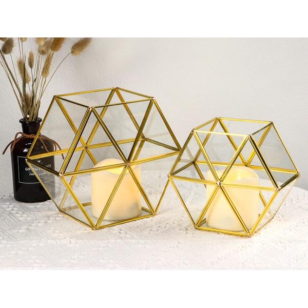 Glass garden hexagonal artifact copper candlestick ornaments transparent eternal life flower gift box flower ware