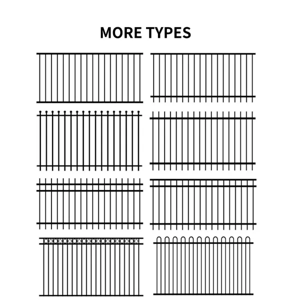 Galvanized Steel Picket Fence Wrought Black Iron Fence Garden Use